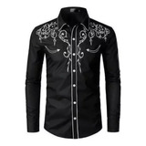 Camisa Vaquera De Estilo Vaquero Para Hombre, Bordada, Delga