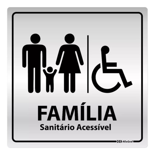Placa Alumínio - Banheiro Família Acessível
