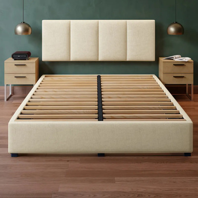 Cama Recamara Base Cabecera Napoles King Size Lino Beige Beige | Meses sin interés