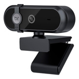 Webcam Usb 2k 30fps Com Tampa Para Lente E Microfone Bright Cor Webcam Profissional Preto