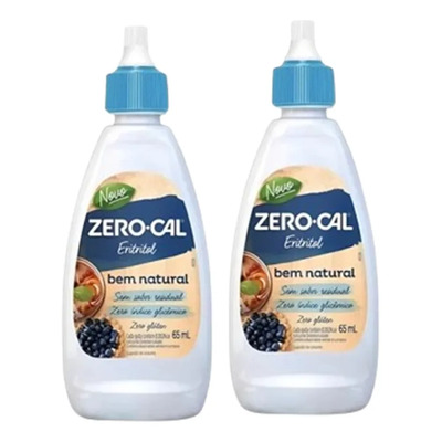 Kit 2 Adoçante Zero-cal Eritritol Com Sucralose 65ml | Frete grátis