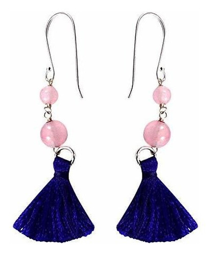 Aretes Anzuelo - Silvesto India Cuarzo Rosa Redondo Cabocho