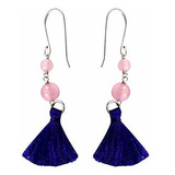 Aretes Anzuelo - Silvesto India Cuarzo Rosa Redondo Cabocho