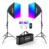 Kit Iluminación Rgb Softbox 24 Con App 2 Bombillas Led 26w F