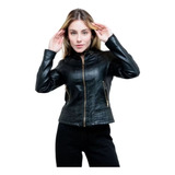 Jaqueta De Couro Feminina Slim Motoqueira Moda Bloqueira Top