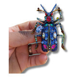 Broche Prendedor Escarabajo Insectos Esmaltado Piedra Mujer