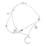 Pulsera Doble Luna Y Puntitos, Plata 925, Regalo Mujer 