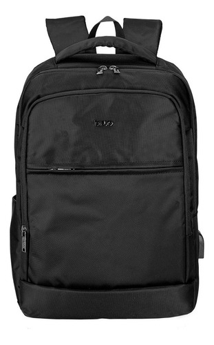 Mochila Portanotebook Ejecutiva Biwo 19'' 15lts Unisex Color Negro Diseño De La Tela Liso