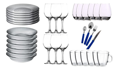 Set Vajilla Completa 54 Piezas Platos Vasos Cubiertos