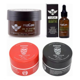 Kit 2 Cera 200g + Gel De Afeitar + Barba Aceite Para Barba