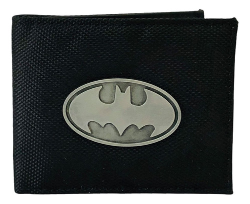 Cartera Batman Dc Logo Metal Con Cierre Billetera Negra