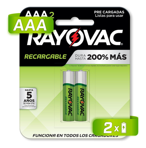 Pila Recargable Rayovac Aaa Con 2 Unidades 1.2v