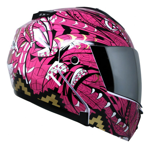 Casco Abatible Para Moto Kov Stealth Alebrije Rosa Color Rosa Chicle Tamaño Del Casco M