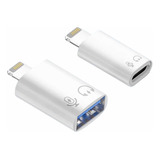 2 Pz Compatible Con iPhone iPad Adaptador Otg Lightning Usb