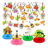 Turnmeon 35 Piezas De Decoraciones De Fiesta Mexicana Para F