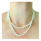 Collar Doble Perlas Cultivadas Blancas Akoya 8-9mm/ 50cm Lar