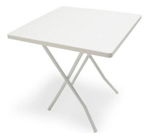 Mesa Cuadrada Plegable 75 X 75 Cm Plástico Blanco - Mm