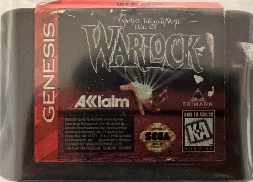 Jogo Warlock Original Sega Genesis, Mega Drive