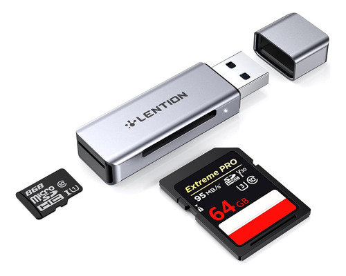 Lector De Tarjetas Lention De Aluminio Usb 3.0, Adaptador Sd