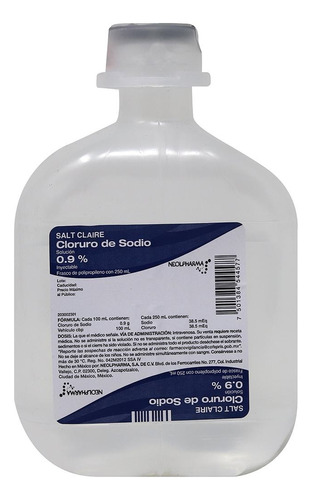 Suero Cloruro De Sodio Inyectable 0.9% Frasco De 250 Ml 
