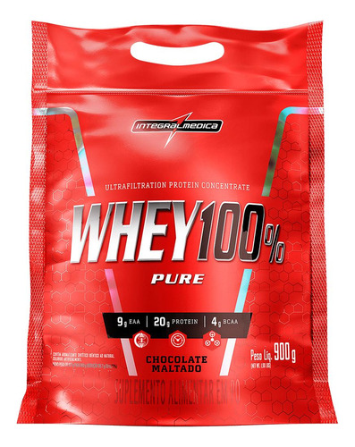 Whey 100% Pure 907g Pouch Integralmedica Sabor Chocolate Maltado