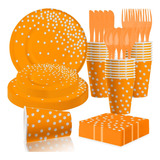 Kit De Fiesta Naranja Platos, Servilletas Y Decoraciones 1