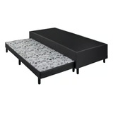 Cama Box Solteiro 78x188 C/ Aux. Espuma Suede Preto