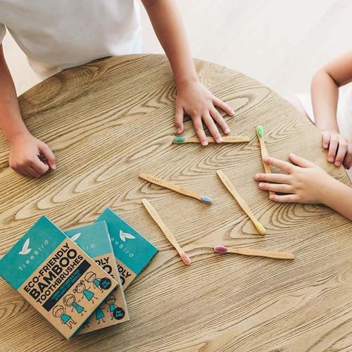 Cepillo De Dientes De Bambú Para Niños, 6 Unidades, Cerdas S