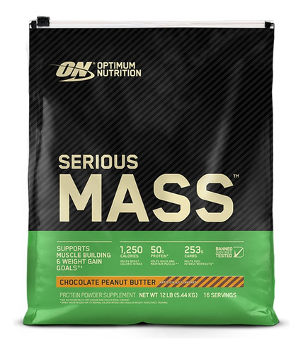 Suplemento En Polvo Optimum Nutrition  Mass Serious Mass Carbohidratos Sabor Chocolate Peanut Butter En Bolsa De 5.44kg