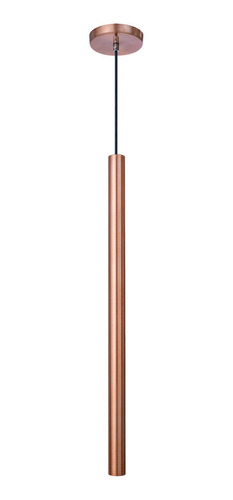 Pendente Tubo Cilindro Alumínio Rose Gold 50 Cm + Led