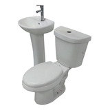 Sala De Baño, Lavamanos Pedestal+inodoro Descarga A 30cms