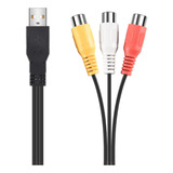 Conector Usb Macho A 3 Adaptadores Rca Hembra, 1 Unidad, Con