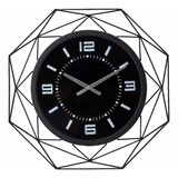 Reloj Decorativo Geométrico 3d Negro Moderno