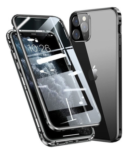 Estojo De Vidro Quadrado De Metal Para iPhone 11 Pro Max