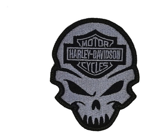 Parche Bordado Craneo Con Logo Harley Davidson, Calavera Hd