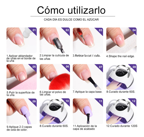 Kit De Uñas Lámpara De Uñas 220w/57 Led Uv/led Base+top