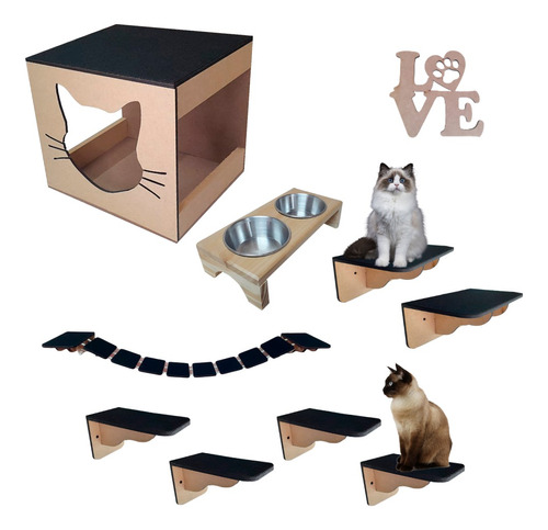 Parque De Gatos Parede 9 Peças Kit Brinquedo Gatos Envio 24h