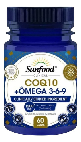 Coq10 + Ômega 3-6-9 1200mg 60caps Sunfood Clinical