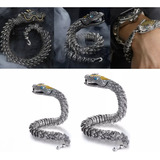 Pulsera Serpiente Real Hecha A Mano De Plata 925 Con Pers X2