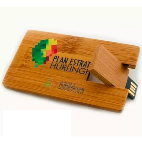 Pendrive Tarjeta Madera Bamboo 16gb Incluye Logo Full Color Entrega 48hs -