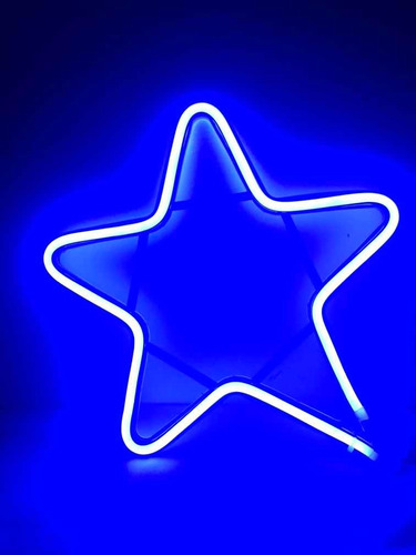 Pisca Enfeite De Estrela Neon Led Mangueira Azul
