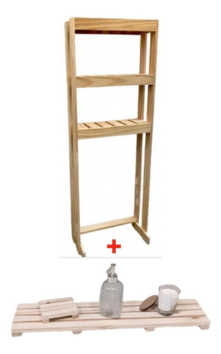 Mueble Organizador Inodoro Nórdico + Cruce Bañera Y Jabonera