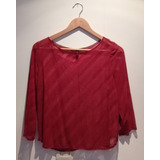 Blusa De Encaje Verde Y Bordo