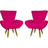 Kit 2 Poltronas Decorativas Napoli Consultório Suede Cores Cor Pink Desenho Do Tecido Suede Liso