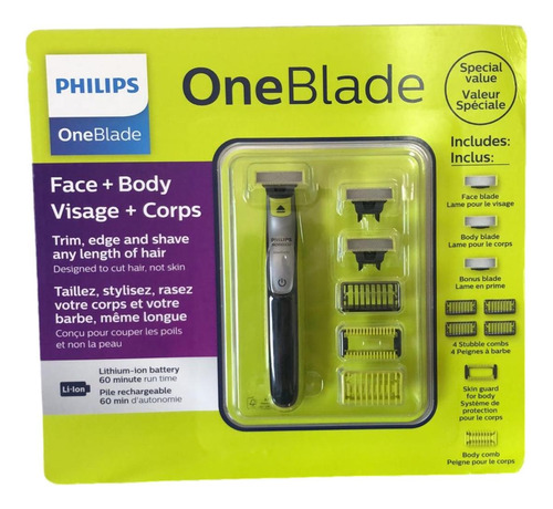 Barbeador Elétrico Philips Norelco Oneblade Face + Body Cor Verde 110v/220v