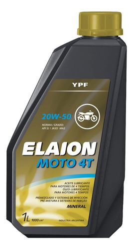 Elaion Moto 4t 20w50 X 1 Lt