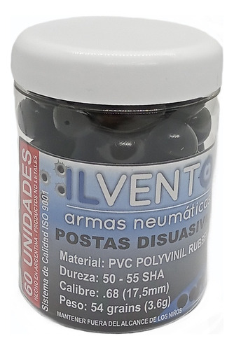  Postas Goma Pvc  Calibre .68 17.5 Mm Ilvento Disuasiva X 60