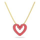 Collar De Mujer Swarovski Una Corazón Bañado En Oro 5634723