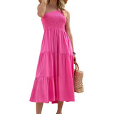 Vestido Midi De Playa Sin Mangas De Estilo Boho Para Damas