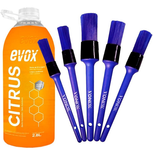Shampoo Automotivo Citrus 2.8 Evox Concentrado + Kit Pinceis